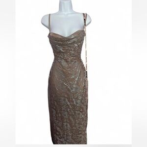 House of CB Metallic Lace Maxi Dress
